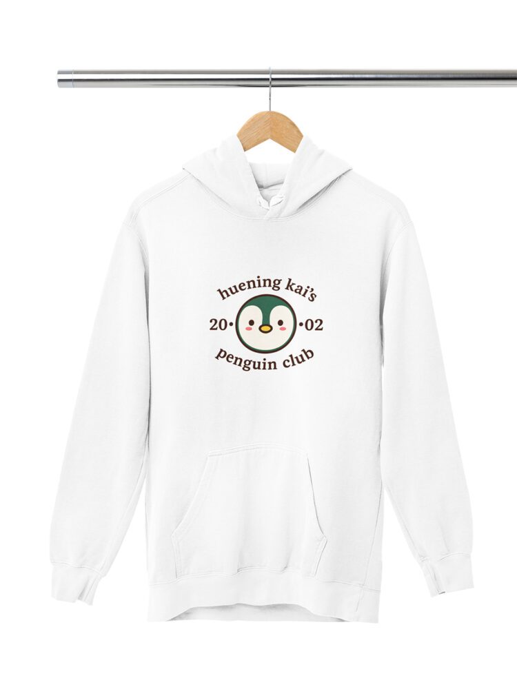 Huening Kai's Penguin Club White TXT Hoodie by Desi Seoul